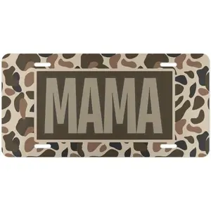 Vintage Rustic Camo Aluminum Vanity Plate - Durable Metal Old School Hunting Tag, Country Life Car Exterior Accessory for Trucks/SUVs, Gift for Mama