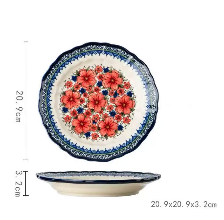 8-Inch Polish-Style Retro Ceramic Plate | Multi-Functional Home Plate | Suitable for Breakfast, Dinner & Desserts