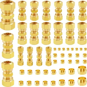 53 count DOT Brass Compression Air  Nylon Tubing Fittings,Straight Union Fitting Assortment Kit 1/4" 1/8" 3/8" 1/2" 5/8" for  or Industrial Air System
