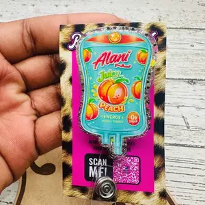 Energy Drink IV Acrylic Badge Reel: Healthcare ID Clip
