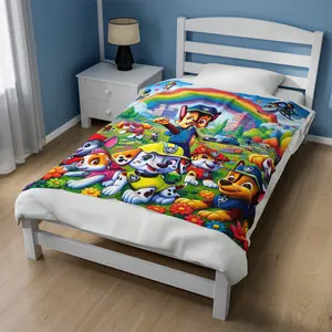 Plush Blanket, Paw Patrol Snuggle Warm Gift, Nickelodeon Cartoon Character Fleece Bedding, Kids Bedroom Decor, Toddler Nursery Throw,
