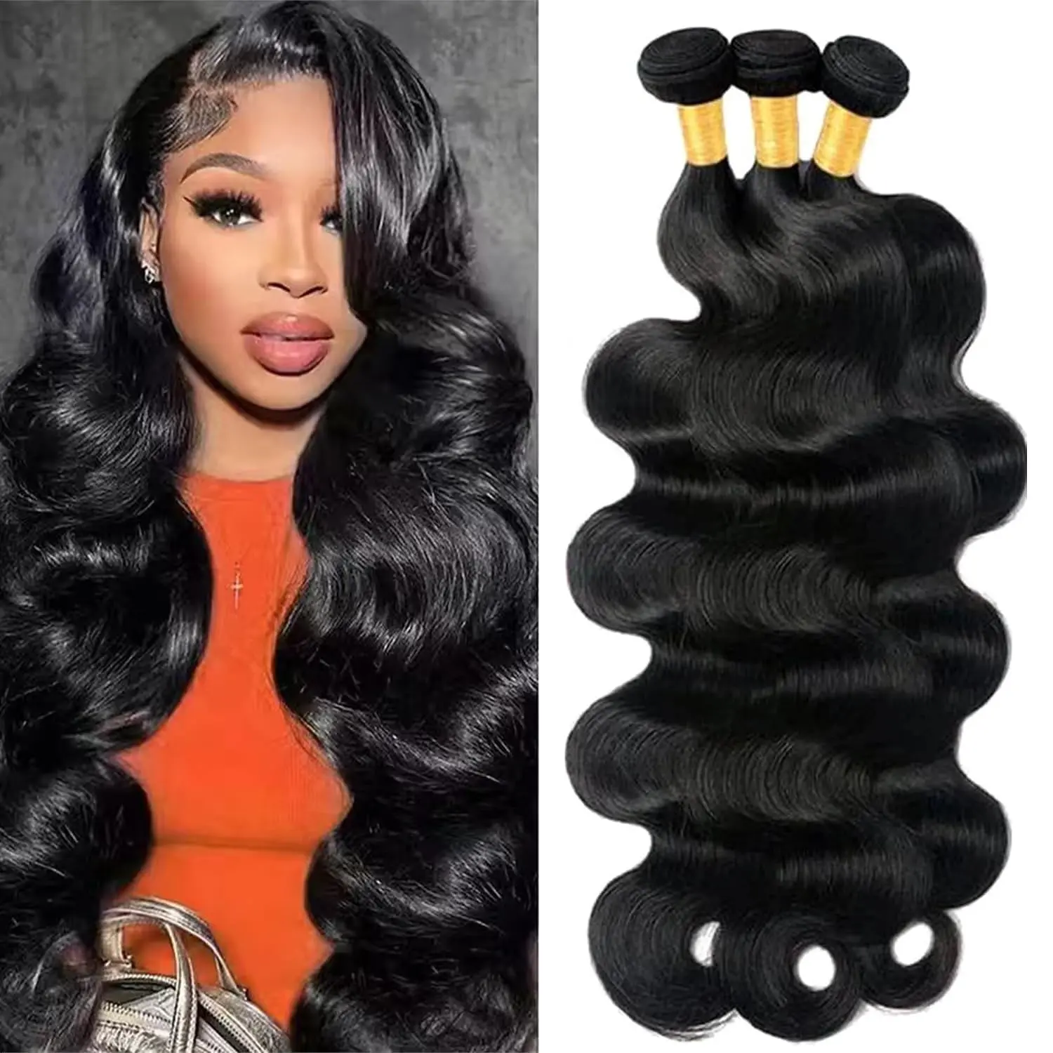 Super Lightweight Brazilian Human Hair Bundles Soft Natural Black Weave Body/ Natural Sttraight /Deep Weave Extensions, Full Volume Look