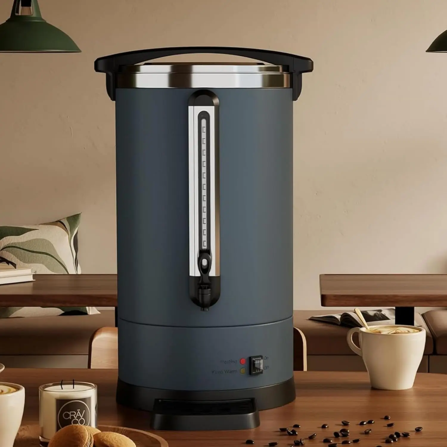 Garvee 80 Cup Commercial Coffee Urn and Hot Beverage Dispenser, Stainless Steel Large Coffee Maker, Double Wall Hot Water Urn With Cool-Touch Handle, Dripless Faucet, Quick Brew for Events & Catering
