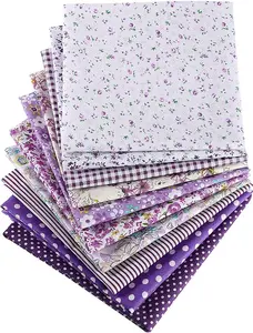 10 Pieces 20 x 20 Inch Quilting Patchwork Fabric Floral Patchwork Cotton Purple Fabric DIY Handmade Sewing Quilting Fabric in Different Designs for DIY Crafts Projects Supplies