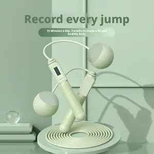 Wireless Jump Rope with Counter Large LED Display High Precision Chip Wireless Ball Weight Optional Outdoor Home Fitness Equipment Dual-use Weighted Smart Counting Electronic Cordless Ball Jump Rope, Smart Counting Cordless Ball Jump Rope