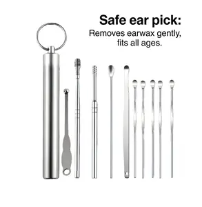 This 10-piece stainless steel ear-cleaning set combines scooping, digging, scraping, and brushing functions, offering both aesthetic appeal and durability; it enables you to achieve a comprehensive cleaning of your ear canals in a single session.