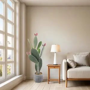 1PC 42-in Large Lifelike Artificial Cactus Plant - Soft EVA Prickly Texture Fake Cactus with Pot, Ideal for Indoor, Outdoor Home Decor (Lifelike Artificial Trees Category)