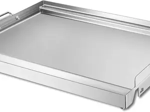 23" x 16" Nonstick Coating Griddle Flat Top Grill Plate, Stainless Steel Griddle Plate with Grease Groove and Removable Handles for BBQ Charcoal