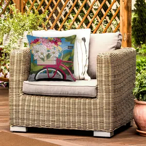 Lush Decor MARINA Indoor/Outdoor Power Loomed Easy Care Pillow - Contemporary Graphic Botanical Floral Camping  (Summer Ride)