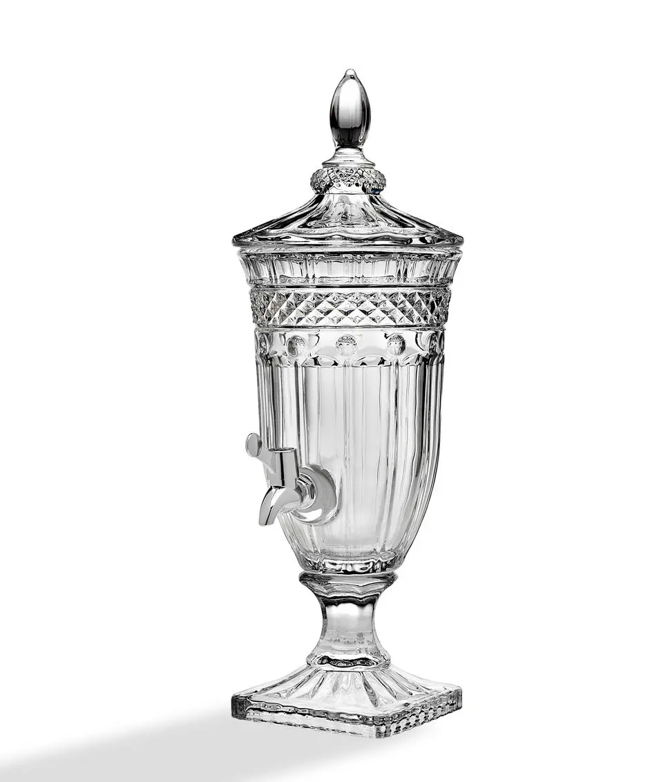 212 MAIN Brandon 72 oz Diamond Cut Crystal Beverage Dispenser - Glass Pitcher, Classic Kitchenware Jug, Hand-Washed Utensil, 6.20"x6.20"x17.75", 7.08 lbs, for Home Use, Outdoor Entertaining