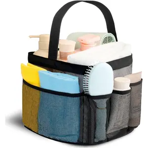 Mesh Shower Caddy Portable for College Dorm Room Essentials for Girls with 9 Pockets,Large-Capacity Shower Basket,Quick Dry Toiletry Tote Bag for Women,Outdoor Gym,Travel,Swim,Beach Camping Essentials