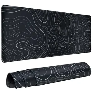 Topographic Gaming Mouse Pad Large 31.5 x 15.75in Keyboard Mousepad for Non-Slip Base Stitched Edge Extended Desk Pad XL Desk Mat