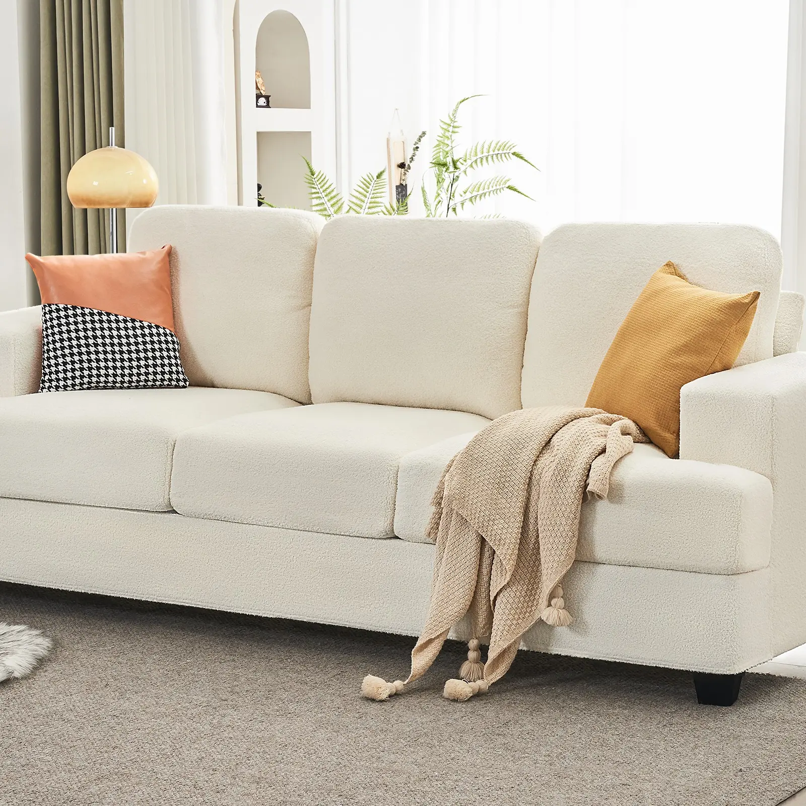 Bouclé-Offwhite 3 Seats