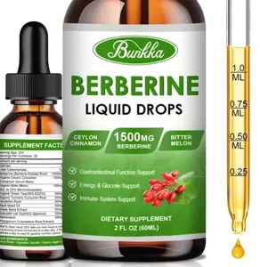 Berberine Liquid Drops with Ceylon Cinnamon & Bitter Melon, 1500mg, Digestive, Energy & Immune Support, 2 Fl Oz (60ml)