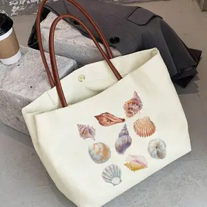 Women's Shell-Shaped Handbag, Beach Bag, Summer Style, Canvas Gift Bag, Large Capacity Shoulder Bag, Casual Outdoor Use, Perfect Gift, Canvas Tote Bags