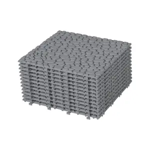 12 x 12 Inch Interlocking Deck Tiles Plastic Waterproof Outdoor All Weather Anti-slip Bathroom Shower Balcony Porch Strong Weight Capacity Upto 440 LBS, Pebble Stone Pattern Pack of 12