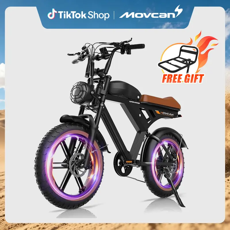 【SummerSALE】Movcan V30/v30Max Electric Bike for Adults  1500W/2000W Motor 20" Fat Tire Ebike, 28/32MPH，70-120 Miles,48V 15.6AH Dual Battery Hydraulic Disc Brake Electric Motorcycle Bike Full Suspension