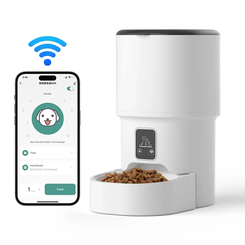 Smart WiFi Pet Feeder 4L, Food Feeders, APP Controlled Automatic Cat Food Dispenser, Programmable Feeder with Timer for Multiple Meals