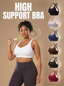 Sculpt Touch High Support Sports Bra for Women Criss Cross Back Workout Bra with Removable Pads U Neck Medium High Impact Bra