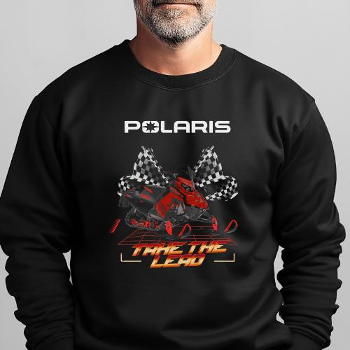 Polaris Indy Snowmobile Long-Sleeve Tee - Comfortable Fit for Snowmobiling, Ideal for Cold Weather Classic Collar Shirt Soft Cotton Top Menswear Day Sport Stitch Fabric Tshirt Streetwear Casual Crewneck