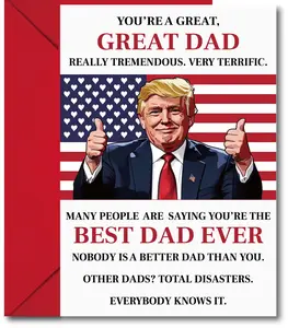 Funny Trump Father's Day Card, Happy Birthday Cards Humor Gift from Son Daughter or Kids – Hilarious & Heartfelt Greeting Card for Dad, Grandpa, Husband – Premium Quality, Perfect for Father’s Day, Birthday, or Unique Gift