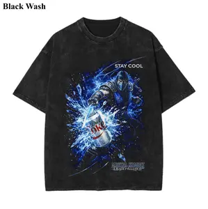 Vintage Sub Zero x Diet Soda Wash Tee, Mortal Kombat x Energy Soda Graphic Tees, Game T-Shirt, Unisex Shirt, Game Gift, Gym Workout Shirt, Menswear Womenswear Streetwear Top Fit Oversize