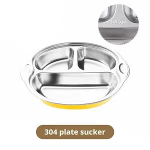 Stainless Steel Kids Plates Suction Plates Divided Baby Plates Toddler Plate, Ideal for Infant Baby-Led Weaning Bowls Non-Toxic Feeding Supplies Dishwasher Safe BPA-Free 100% Food-Grade