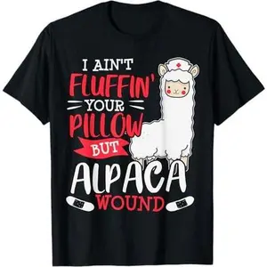 Funny Wound Care Nurse Alpaca Llama Pun T-Shirt