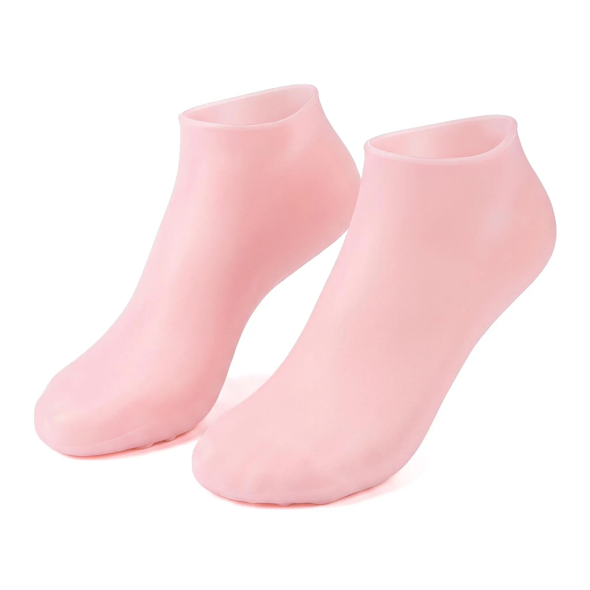 【SummerWins】Pink Women's Silicone Gel Socks, Reusable Moisturizing Foot Socks for Heel Care