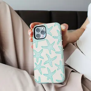 Beachy Sea Star Pattern Phone Case Coastal Tropical Case Cute & Preppy Summer Aesthetic, Tough Phone 17 Pro Max Plus Air/16/15/14/13/12/11Case, Gift