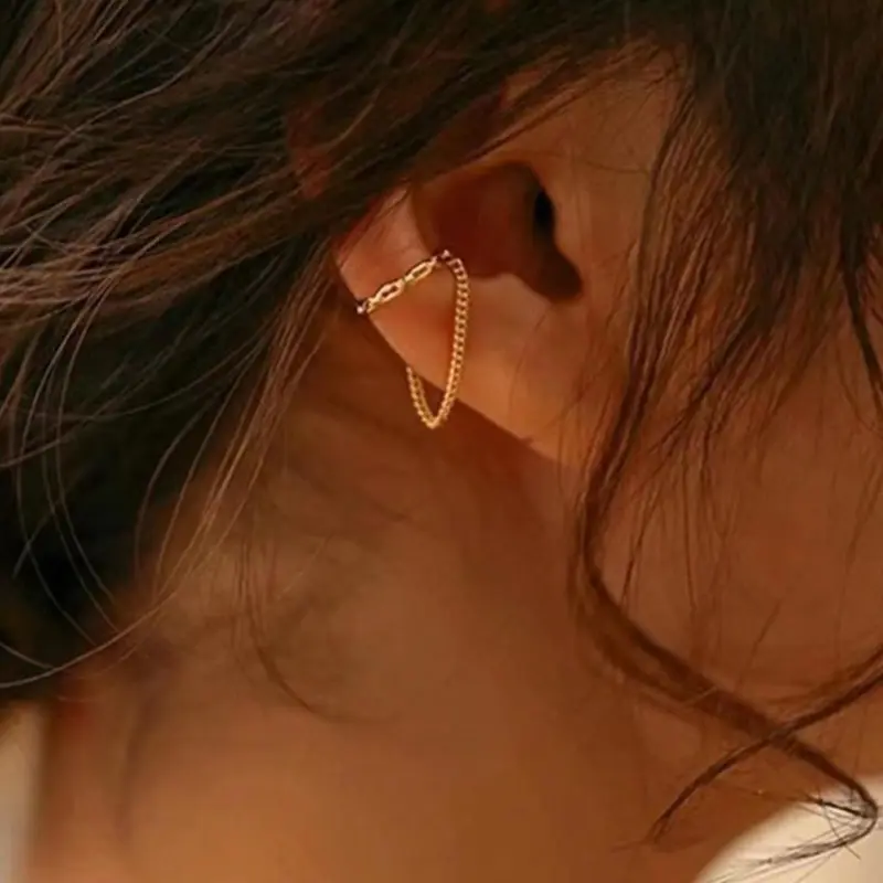 Women's Elegant Chain Tassel Design Ear Cuff, Exquisite Trendy Ear Jewelry for Party & Daily Clothing Decor, Birthday Gift, Casual Trendy Jewelry, Fashionable Jewelry Accessories, Trendy Jewellery Accessories, Earring Cuff, Chic Gorgeous Jewelry, Earcuff