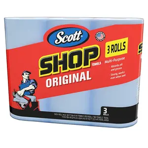 Scott Shop Towels Original (75143), Blue Towel, 9.4'x11' Wipe (30 Rolls of 55 Sheets, 10 Packs/Case, 1,650 Sheet Total)