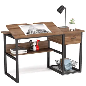 Tribesigns Multi-Function Drafting Table With Drawers And Shelves For Students And Home Office