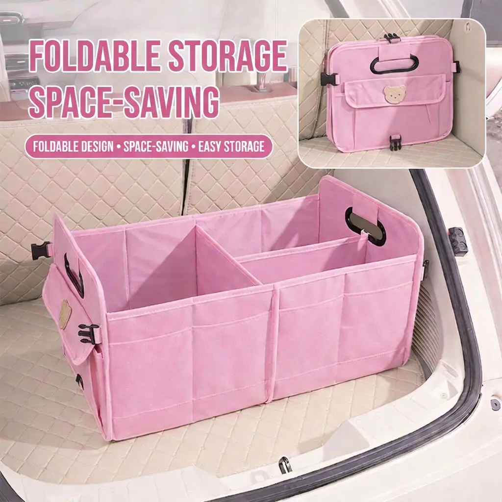 Blue Rain Car Trunk Organizer, Heavy-Duty Oxford Fabric Large Capacity Bag, Waterproof Space-Saving Storage Box for Women, Folds Easily to Organize Travel & Grocery Items