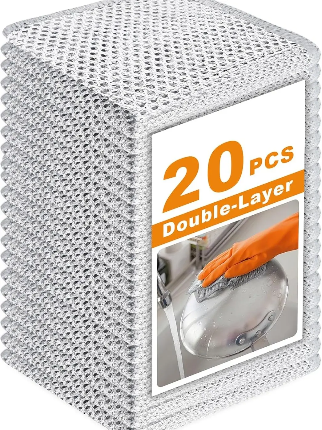 wired  ish  rags 20 Counts Non Scratch Wire Dishcloth Multipurpose Wire Dishwashing Rag Metal Scrubbers for Wet and Dry Cleaning 2 Layer Kitchen Cleaning Cloth Cleaning Tool Dish Towels