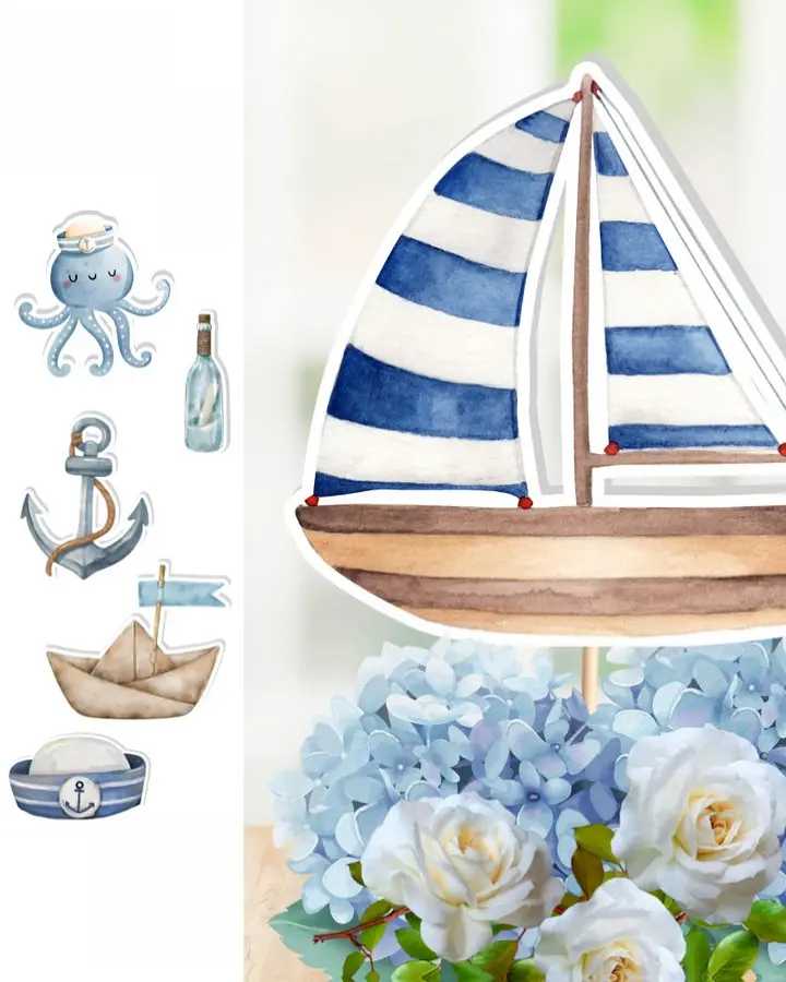Nautical Party Props - 0.25" Thick Foam Cutouts for DIY Centerpieces & Decor - Perfect for Birthdays, Baby Showers & Sea-Themed Celebrations