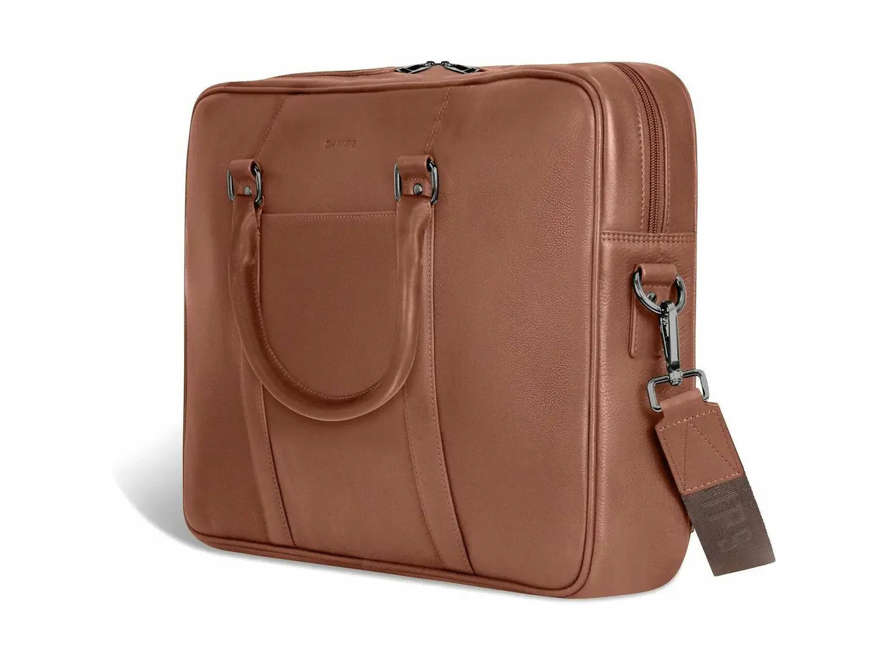 Champs Onyx Carrying Case (Briefcase) for 11" to 15.6" Notebook - Brown RFID Resistant - Top Grain Cowhide Leather Body - Shoulder Strap, Handle, Trolley Strap - OB-411-BROWN