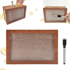 "10000 Savings Challenge Box, Money Saver Box 10k Smash, Wooden Digital Save Piggy Bank for Adults Kids, Cash Vault Wooden Savings 10,000 Dollar, Caja De Ahorros, Cashbox Kakeibo "