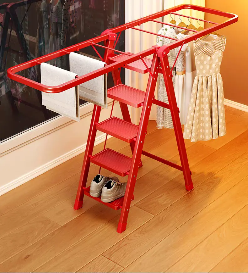 Foldable Clothes Drying Rack with Shoe Storage and Multiple Hanging Bars Heavy Duty Laundry Drying Rack Space-Saving Garment Rack for Indoor Outdoor Use