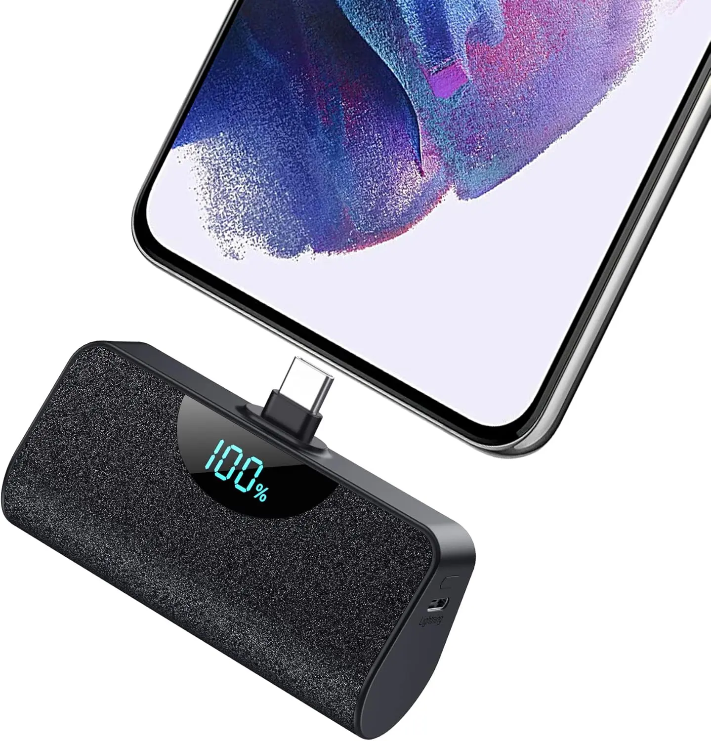 5200mAh Mini Portable USB-C Power Bank with LCD Display, Ultra-Compact Backup Battery Charger for iPhone 16/15 Series, Samsung S22/S23, Android Phones Smartphone
