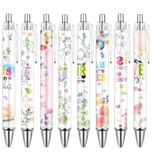 8/16/24 Pcs Bible Verse Ballpoint Pens, Inspirational Butterfly Smooth Writing BallPoint Pens, Spanish Christian Flower Pen Set, Religious Church Gifts for Women Men, Coworker Office School Supplies