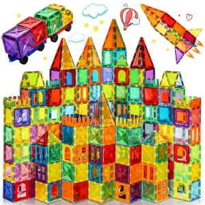 [Magnetic Tiles] 120/102/80pcs Deluxe Magnetic Tiles with 2 Cars Toy Set | 3D Diamond Magnet Tiles Building Blocks, Toys for 3 - 8 Years, STEM Preschool Kids Sensory Educational Toys Gift for Boys Girls