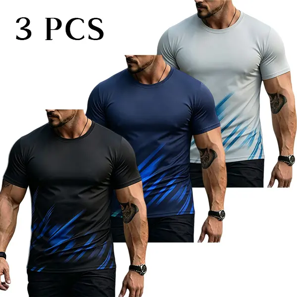 Men's 3-Pack Sweatproof Short-Sleeve T-Shirts, Crewneck Tops with 3D Slim Athletic Cut, High-Stretch Ice-Feel Cooling Fabric for Gym Workouts, Sweatproof Men's Short-Sleeve T-Shirts, Quick Dry Men's Short-Sleeve T-Shirts, Cooling Clothing