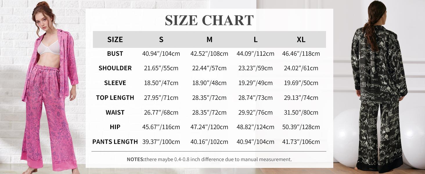 Arssm Women's 2 Piece Satin Silk Pajama Set Floral Long Sleeve Soft Button Down Pjs Set Sleepwear with Elegant Buttons for Comfort and Style