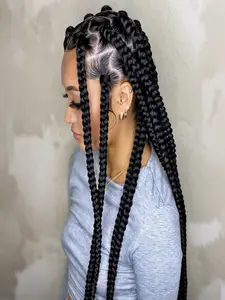 Full Lace Knotless Braided Wigs for Women, Long Triangle Part Box Braids with Baby Hair, Synthetic Hair Wigs, HD Lace Wigs