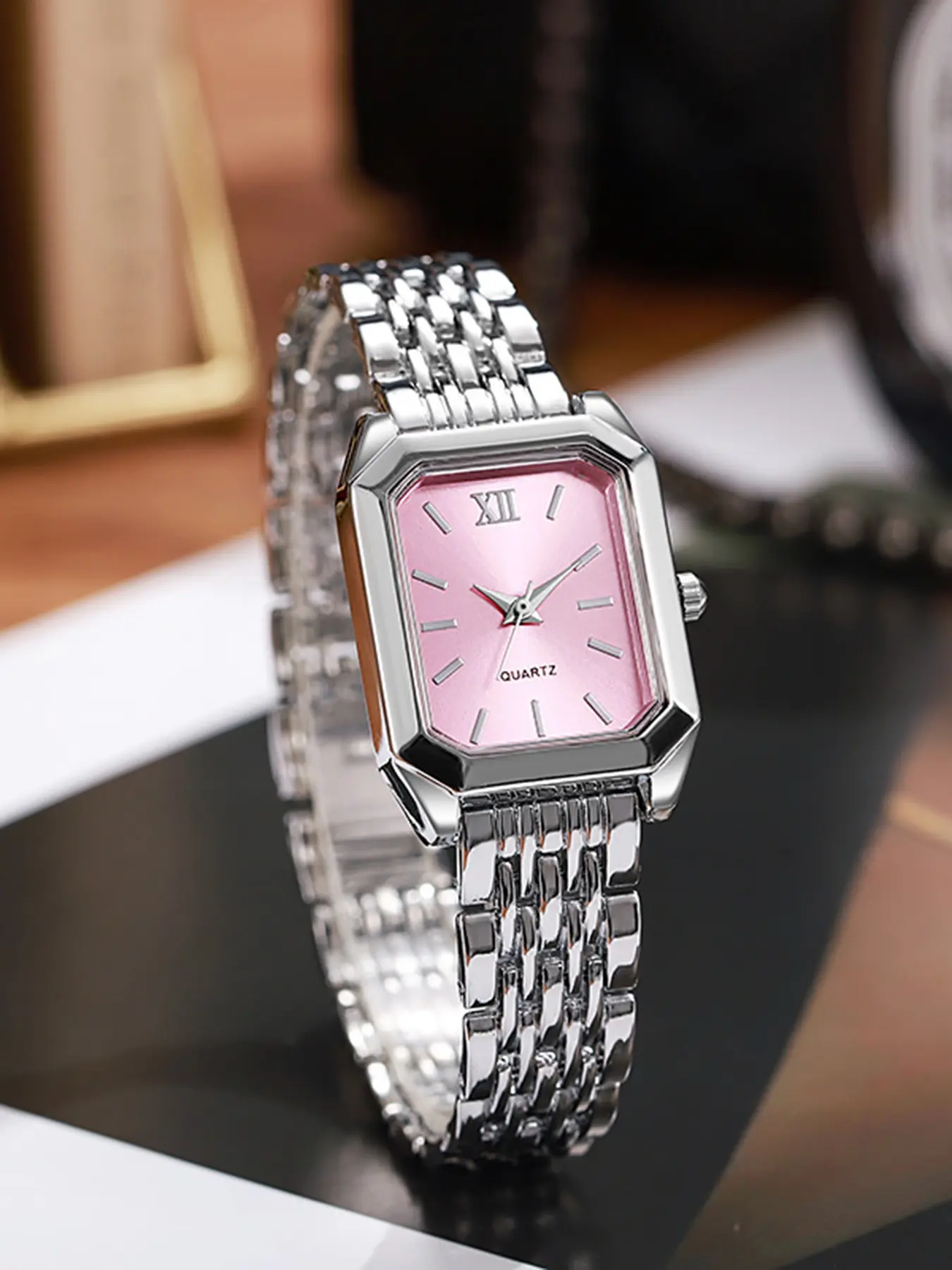 Ladies' gift watch, classic and elegant square dial with Roman numerals, fashionable and simple quartz analog wristwatch, Fashionable Stylish Watch, Fashion Wristwatches, Square Watches, Analogue Quartz Watch (1 piece/set)