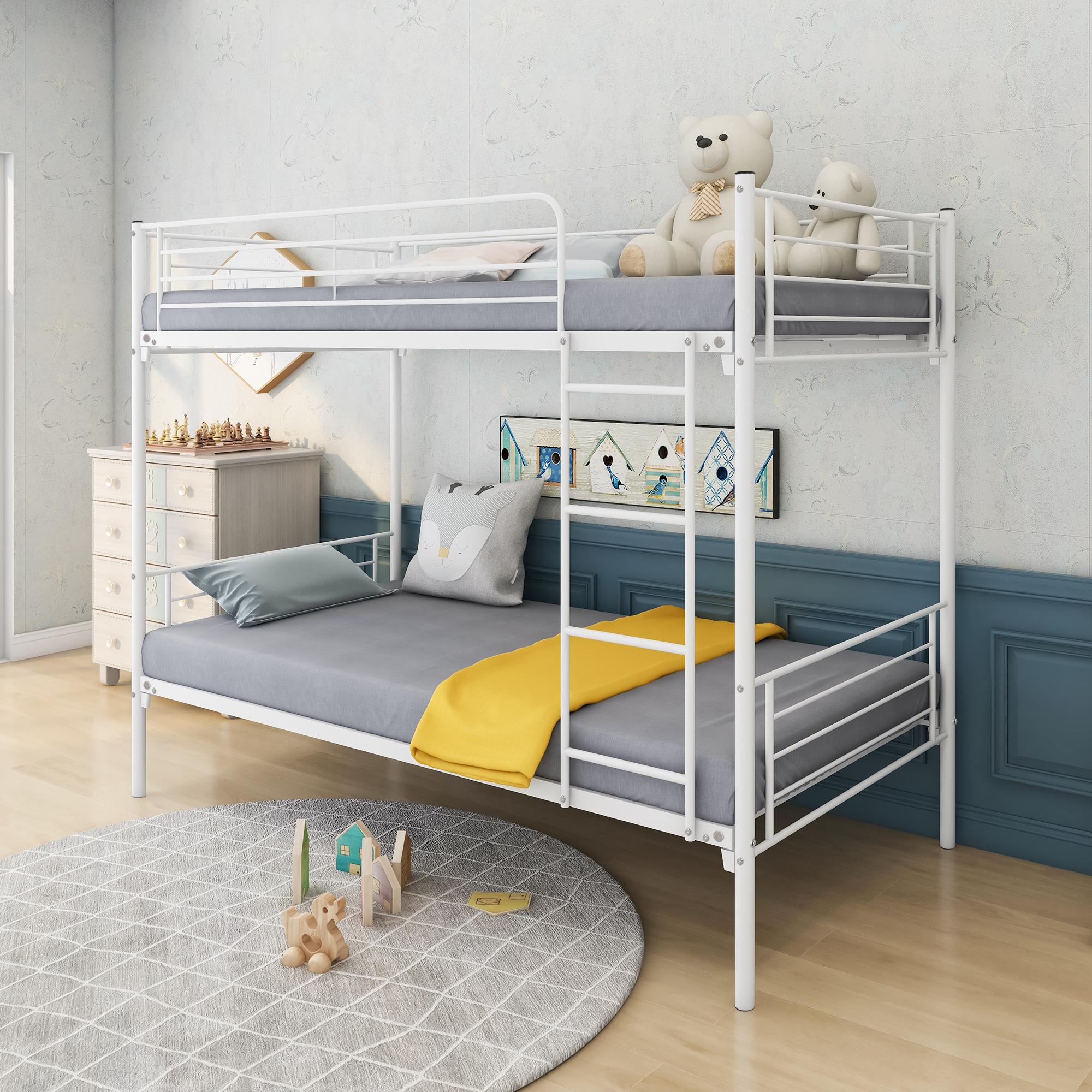 Heavy Duty Twin Over Twin Bunk Bed, Metal Frame with Ladder & 10" Underbed Storage Space