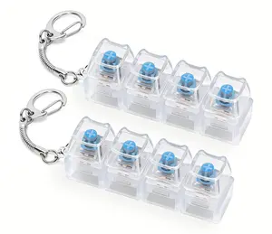 1 PCS Keyboard Fidget Toy, keyboard fidget Keychain 4-in-1 Keyboard Decompression Button Finger clicker Toys, Button Stress Relief Fidget Gifts to Relief Stress (Clear White)
