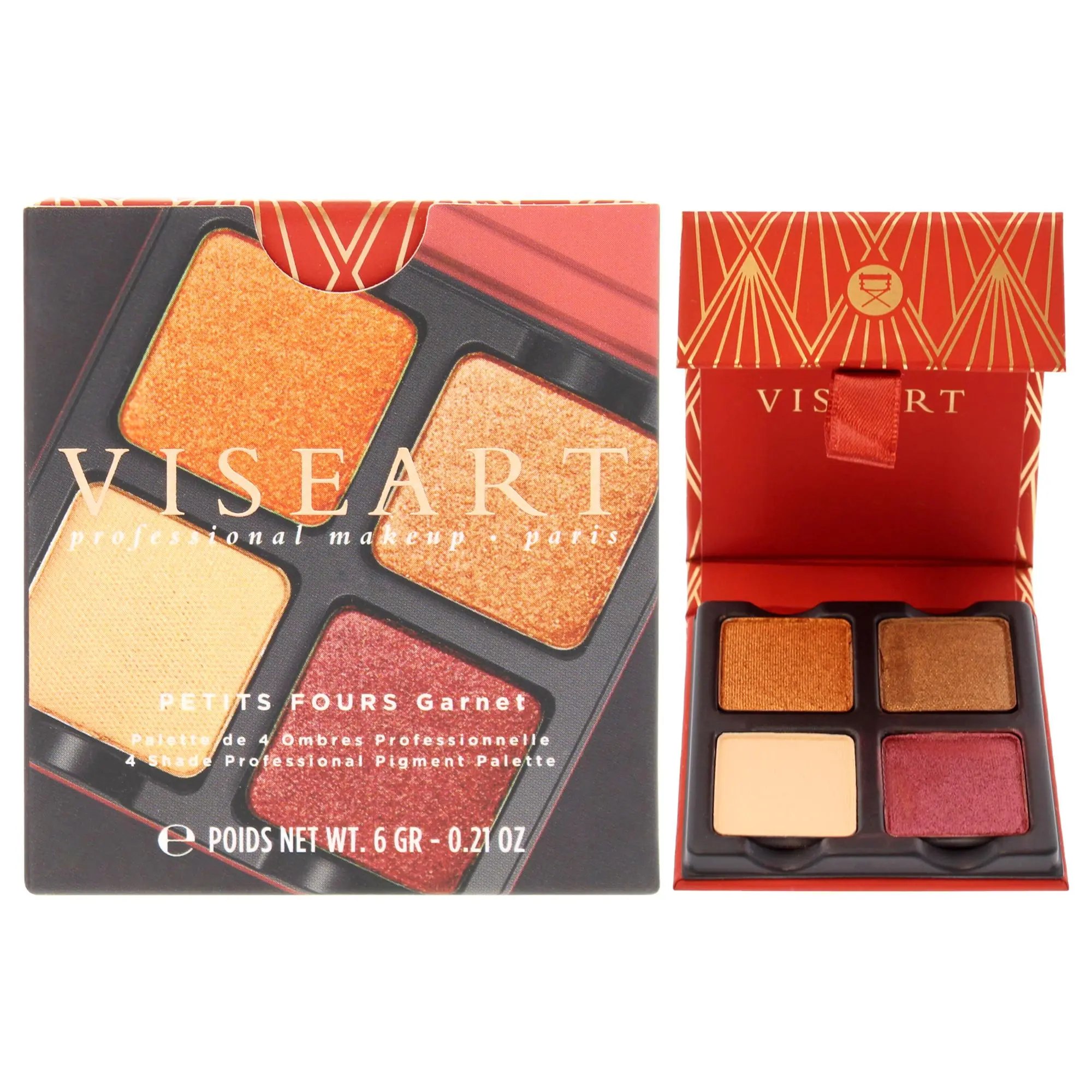Viseart Paris Petits Fours Garnet Cosmetic Eyeshadow Palette - Women's Compact Daily Makeup, 0.21oz Powder Eyeshadow with Default Specs & Original Box