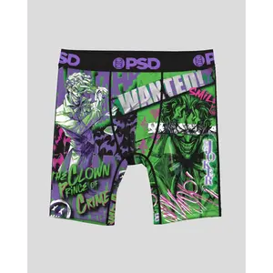 PSD Youth DC - Joker Wanted Boxer Brief - Standard Length 7 Inch Inseam, Soft and Breathable Poly Blend Fabric